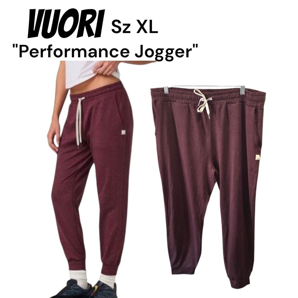 Vuori Sz XL Deep Plum Performance Dreamknit Mid Rise Athletic Run Jogger Pants